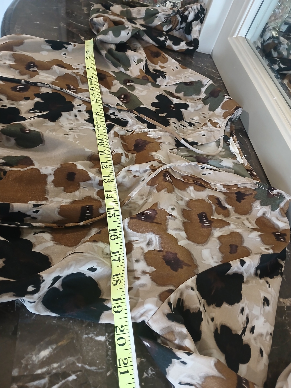 Boho Floral Tiered Long-Sleeve Dress in Beige, Olive & Black - Picture 6 of 12